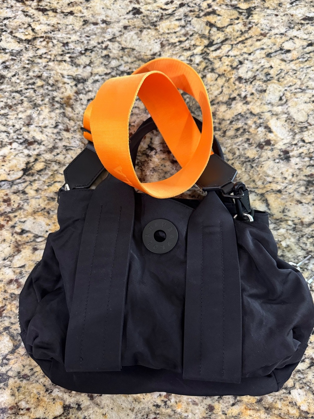 Black Crossbody Bag with Orange Strap - Lightweight Everyday Carry
